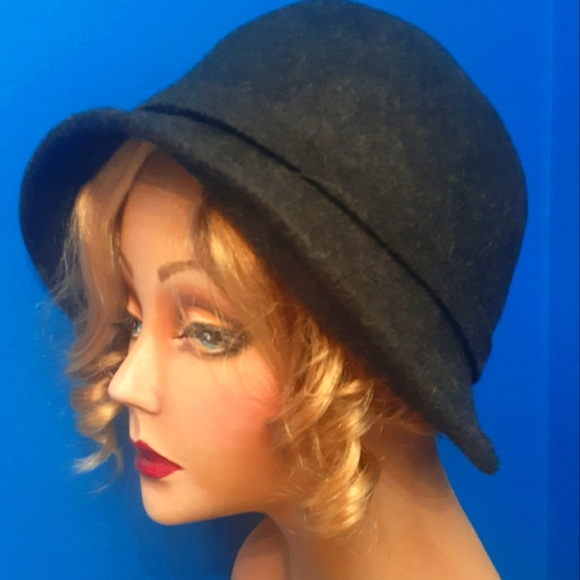 Scala Gray Wool Cloche Style Hat with Bow and Rhinestone Accent - Picture 3 of 5